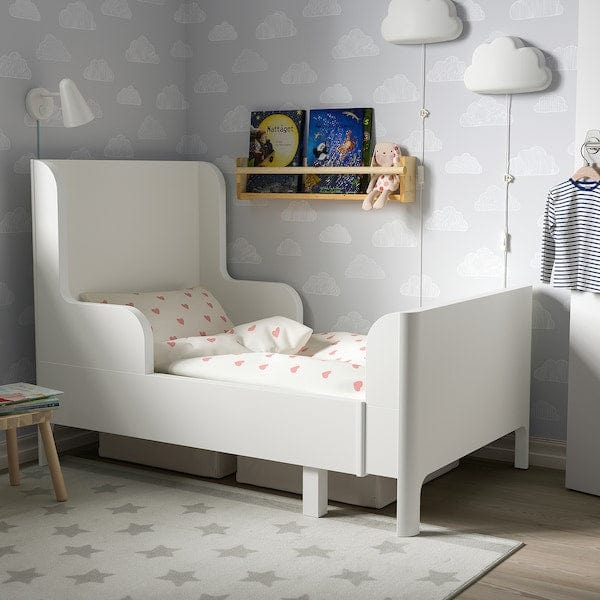 Ikea BUSUNGE - Extendable bed, white, 80x200 cm
