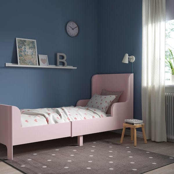 Ikea BUSUNGE - Extendable bed, light pink, 80x200 cm