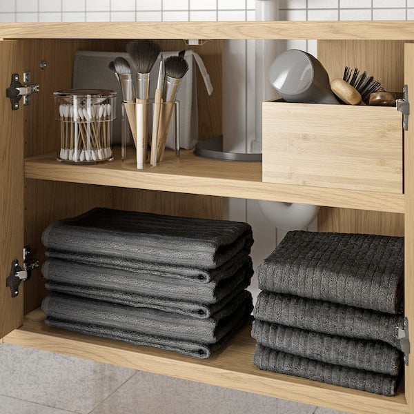 BYASJÖN wash-basin base cabinet, with doors oak effect, 66x37x59 cm