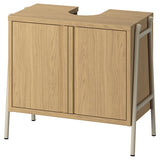 BYASJÖN wash-basin base cabinet, with doors oak effect, 66x37x59 cm