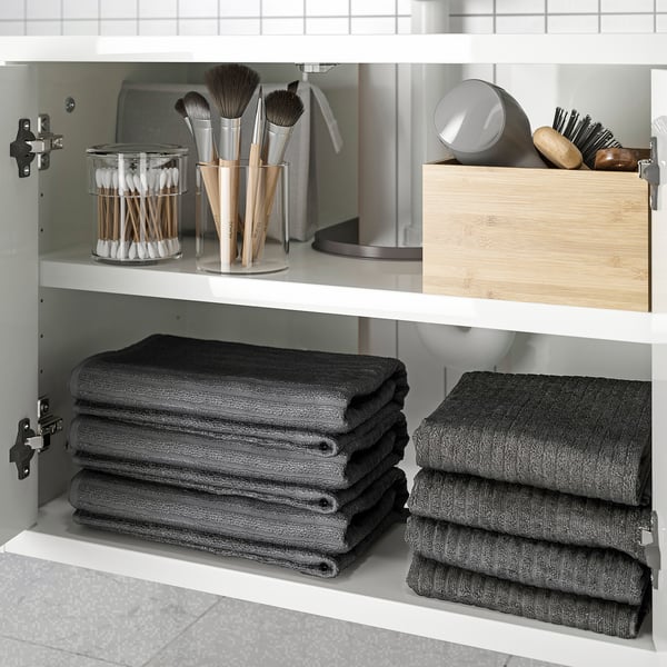 BYASJÖN wash-basin base cabinet, with doors high-gloss/white, 66x37x59 cm