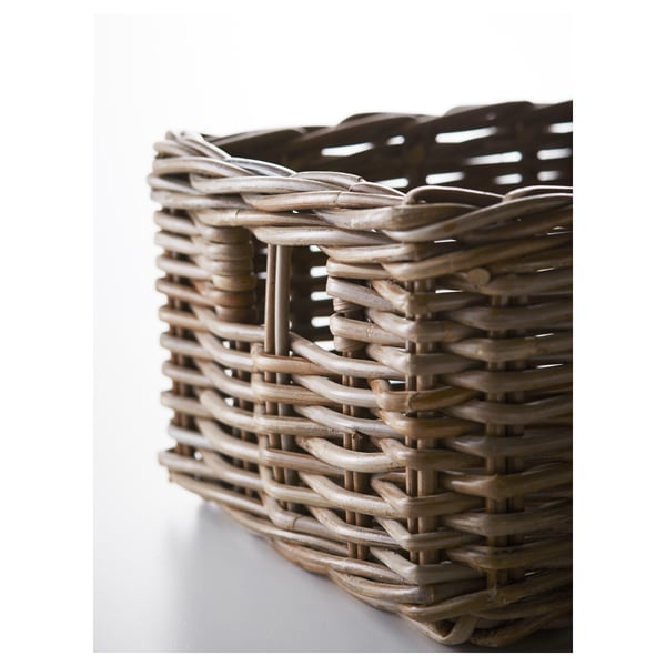 BYHOLMA basket, grey, 25x29x15 cm