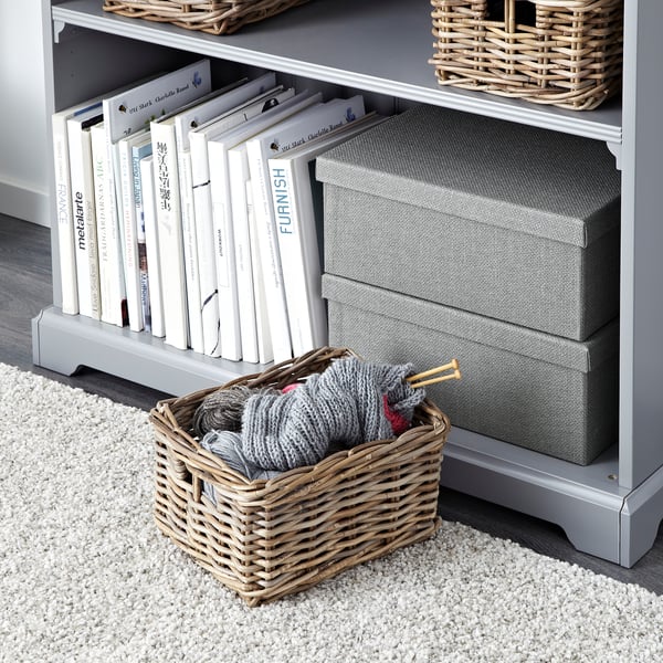 BYHOLMA basket, grey, 25x29x15 cm