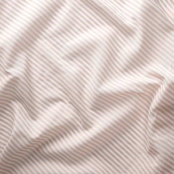 BYMOTT curtains, 1 pair, white/beige striped/with heading tape, 120x300 cm