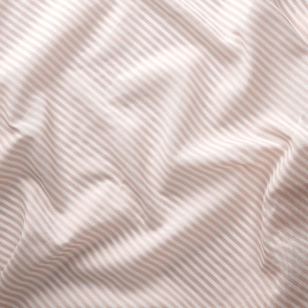 BYMOTT curtains, 1 pair, white/beige striped/with heading tape, 120x300 cm