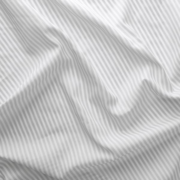 BYMOTT Curtains, 1 pair - white/light grey striped 120x300 cm , 120x300 cm