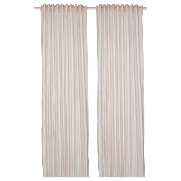 Ikea BYMOTT Curtains, 1 pair - white/beige striped 120x300 cm , 120x300 cm