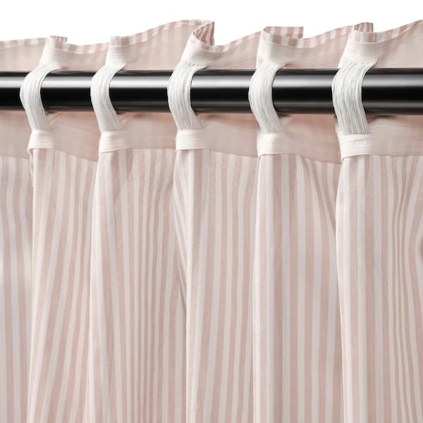 Ikea BYMOTT Curtains, 1 pair - white/beige striped 120x300 cm , 120x300 cm