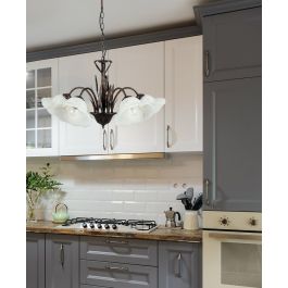 BYRON RUST FLOWER CHANDELIER D56 5XE27=42W