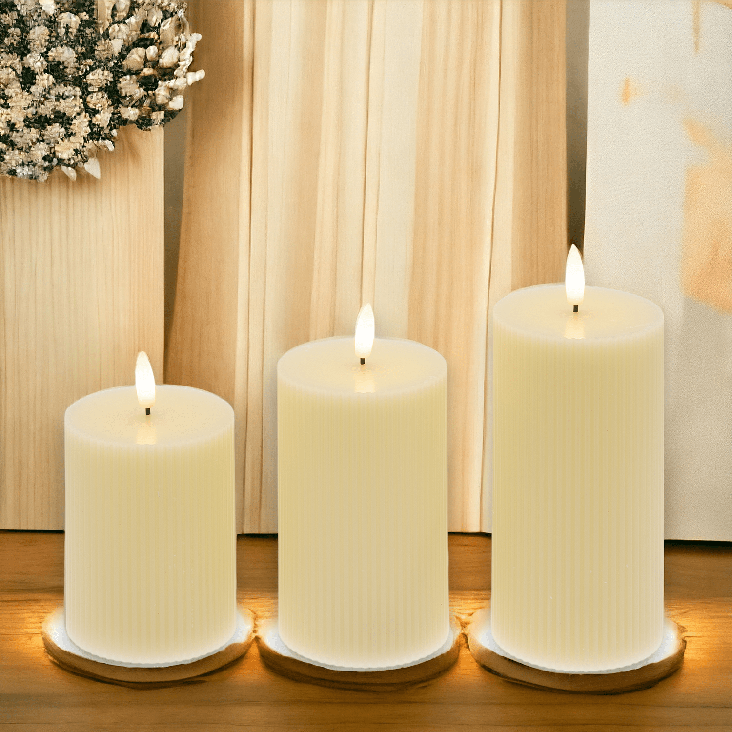 Bricocenter SET 3 IVORY CANDLES DIAM 7.5 CM H10-12.5-15 CM