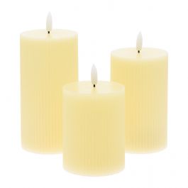 SET 3 IVORY CANDLES DIAM 7.5 CM H10-12.5-15 CM