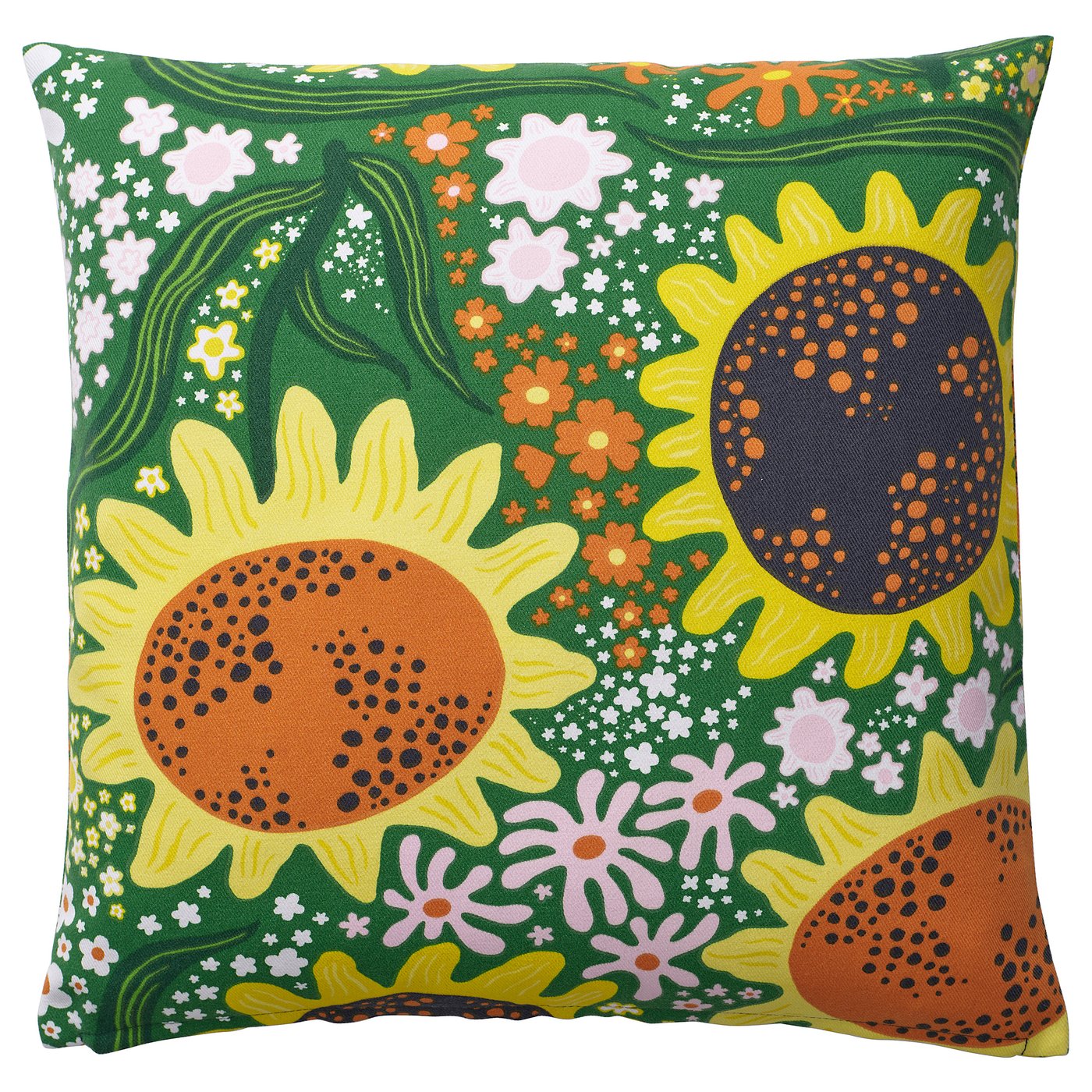 CAFEBITRÄDE cushion cover, green multicolour/floral pattern, 50x50 cm