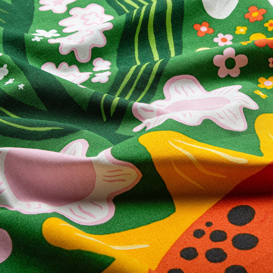 CAFEBITRÄDE pre-cut fabric, green/multicolour floral pattern, 150x300 cm