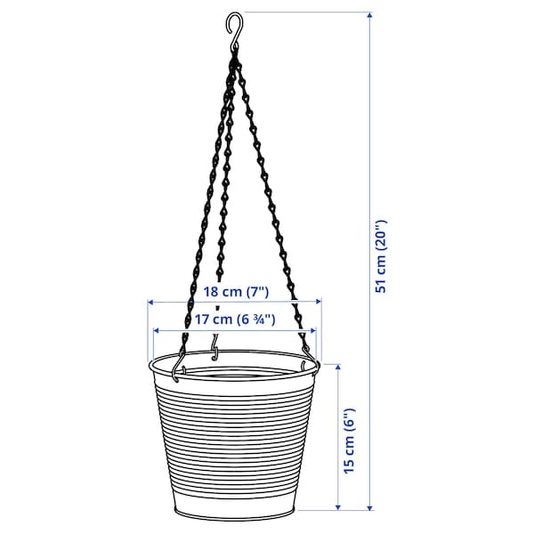 Ikea CASHEWÄPPLE - Hanging planter, in/outdoor white, 15 cm