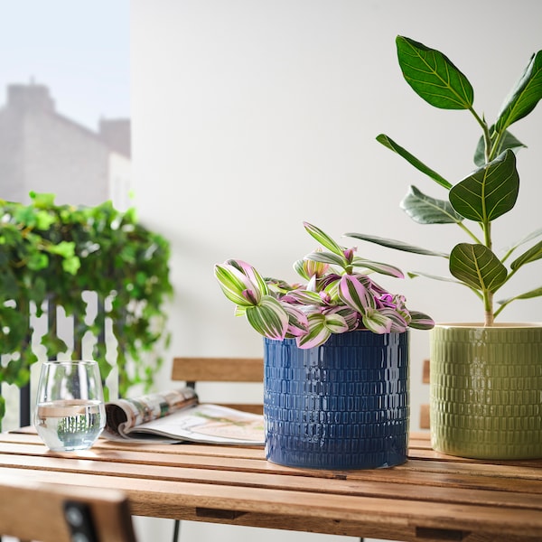 CHIAFRÖN - Plant pot, in/outdoor dark blue, 15 cm