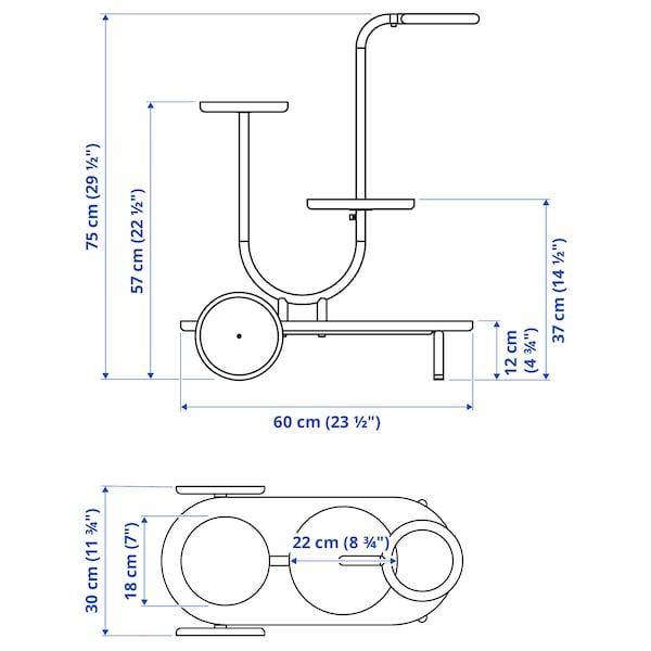 CHILISTRÅN - Plant stand with wheels, white, 75 cm