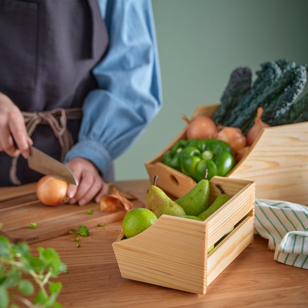 CHOKLADHAJ food storage box, set of 2, wood