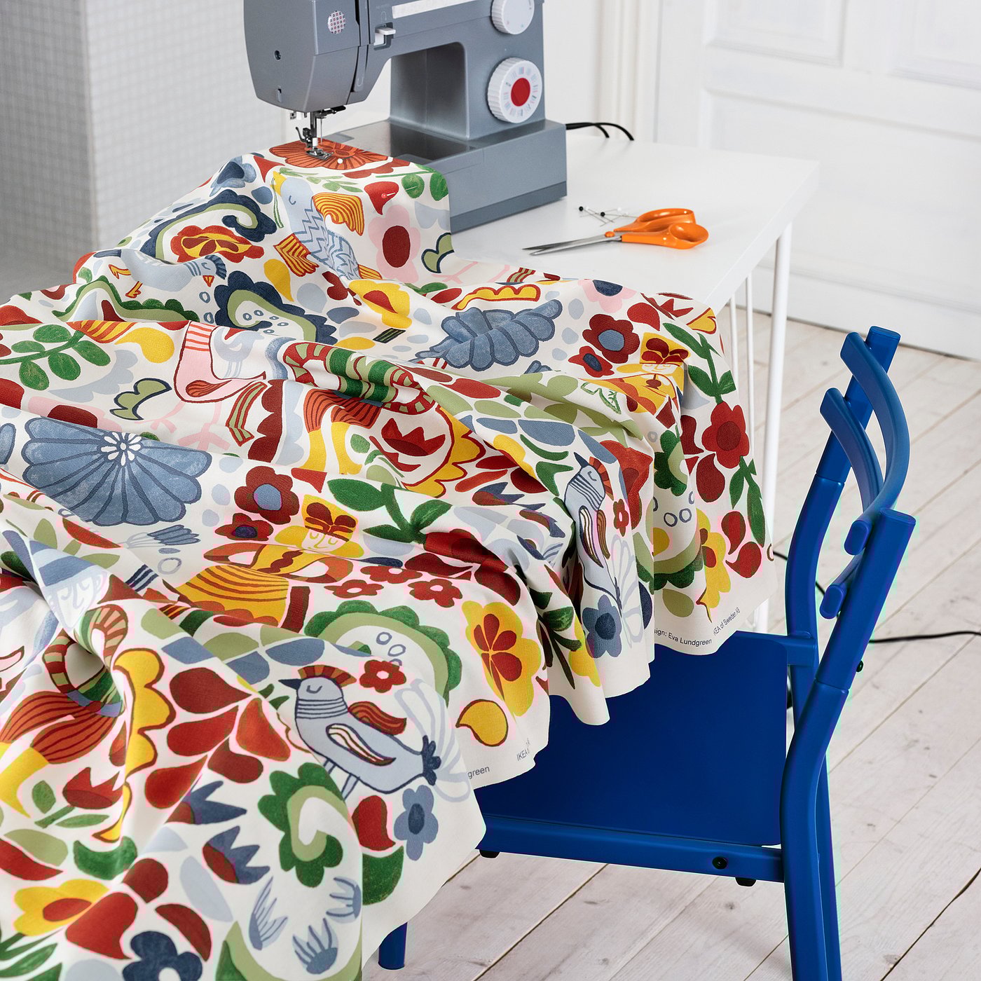 CINTIAKAKTUS pre-cut fabric, white/multicolour, 150x300 cm