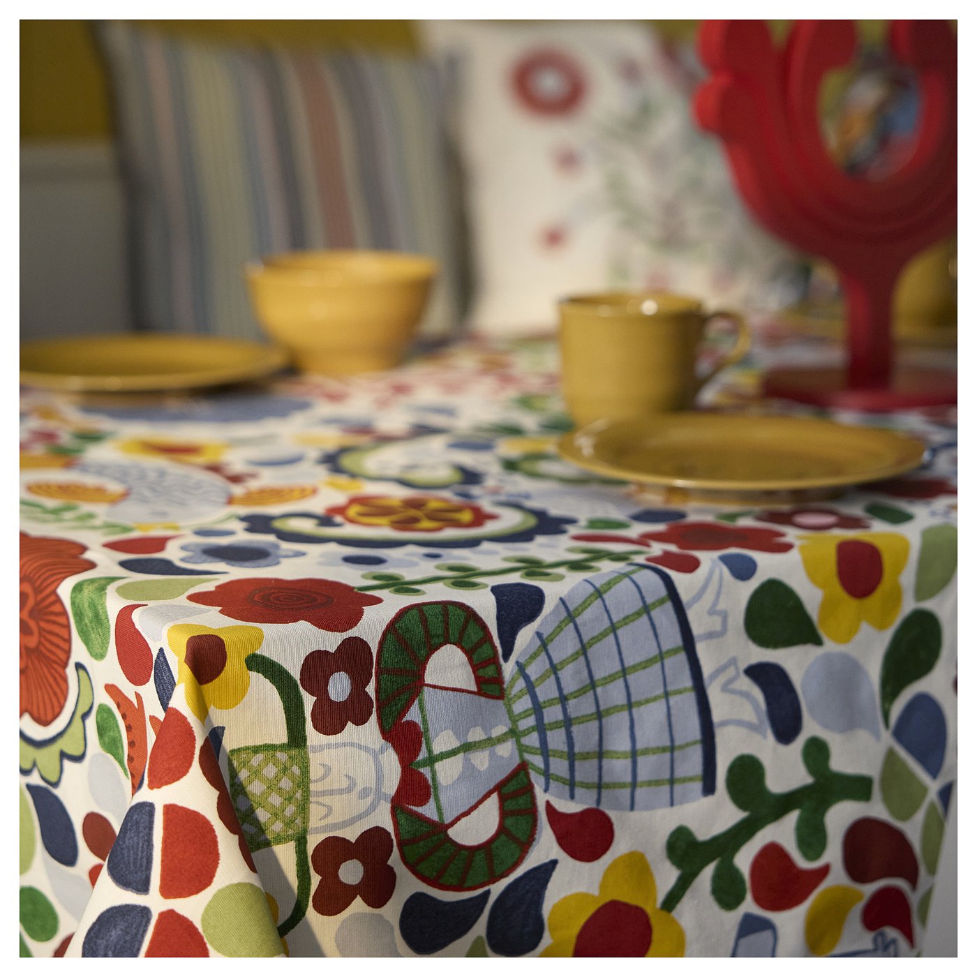 CINTIAKAKTUS pre-cut fabric, white/multicolour, 150x300 cm