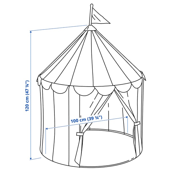 CIRKUSTÄLT children's tent, red blue/white, 100 cm