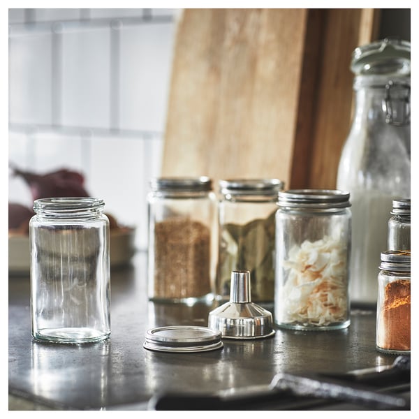 CITRONHAJ spice jar, clear glass/stainless steel, 35 cl, 4 pack