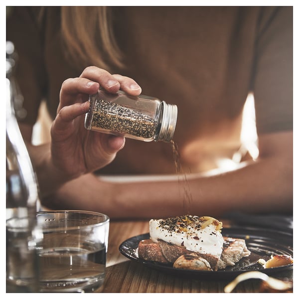 CITRONHAJ - CITRONHAJ Salt and pepper shakers, clear glass/stainless steel, 8 cm
