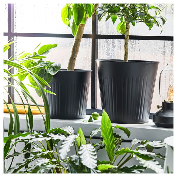 CITRONMELISS plant pot, in/outdoor/anthracite, 24 cm