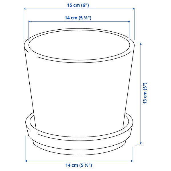 CITRUSFRUKT - Plant pot with saucer, in/outdoor grey, 12 cm