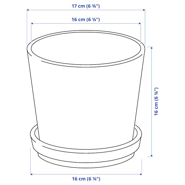 CITRUSFRUKT - Plant pot with saucer, in/outdoor grey, 15 cm