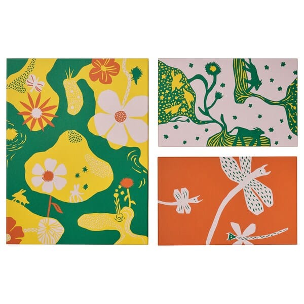 Ikea COLORADOGRAN - Picture, set of 3, colourful adventures
