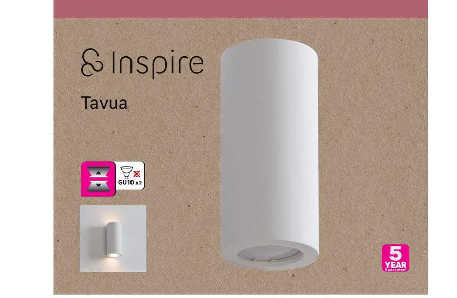 Bricocenter APPLIQUE TAVUA GESSO BIANCO 7.5X7.5X16CM 2XGU10=28W