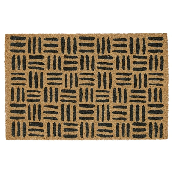 CYKELGRIND - Door mat, natural/black, 40x60 cm