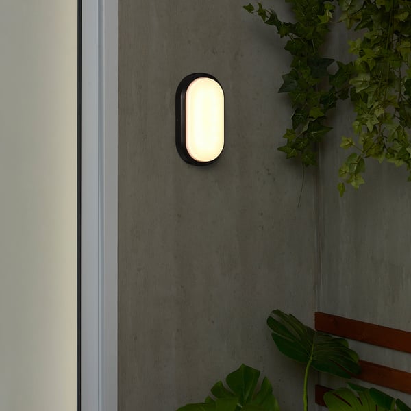 DÄCKSBÅT LED wall lamp, wired-in inst, outdoor black, 20x11 cm