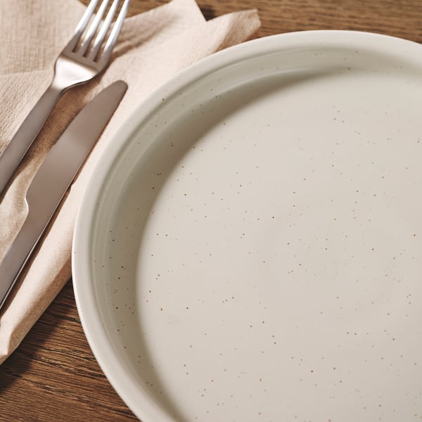 DAGGASTER plate, dotted/light beige, 26 cm