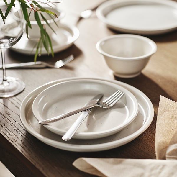 DAGGASTER plate, dotted/light beige, 26 cm