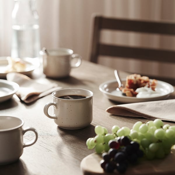 DAGGASTER mug, dotted/light beige, 40 cl