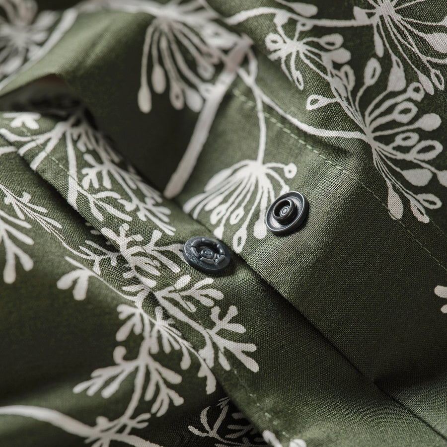 DAGGBJÖRNBÄR duvet cover and pillowcase, dark green/floral pattern, 150x200/50x80 cm
