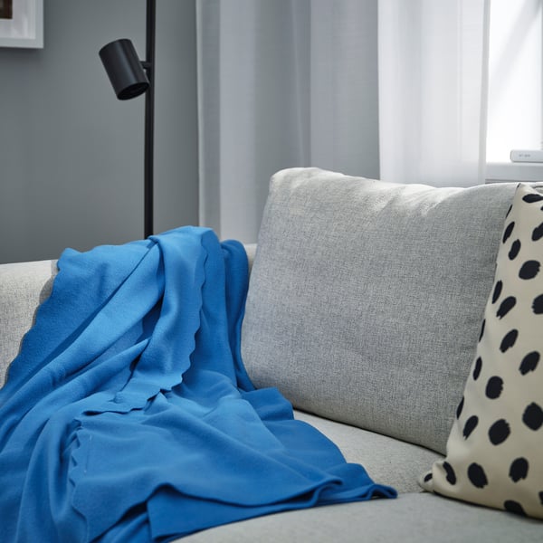 DAGGKÅPOR throw, bright blue, 130x170 cm