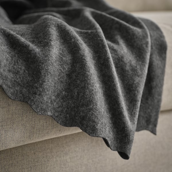 DAGGKÅPOR throw, dark grey, 130x170 cm