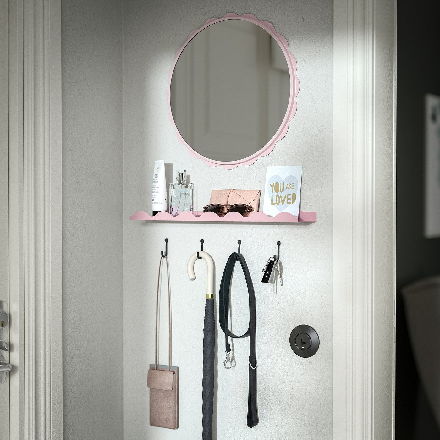 DAGGKAPRIFOL mirror, light pink, 40 cm