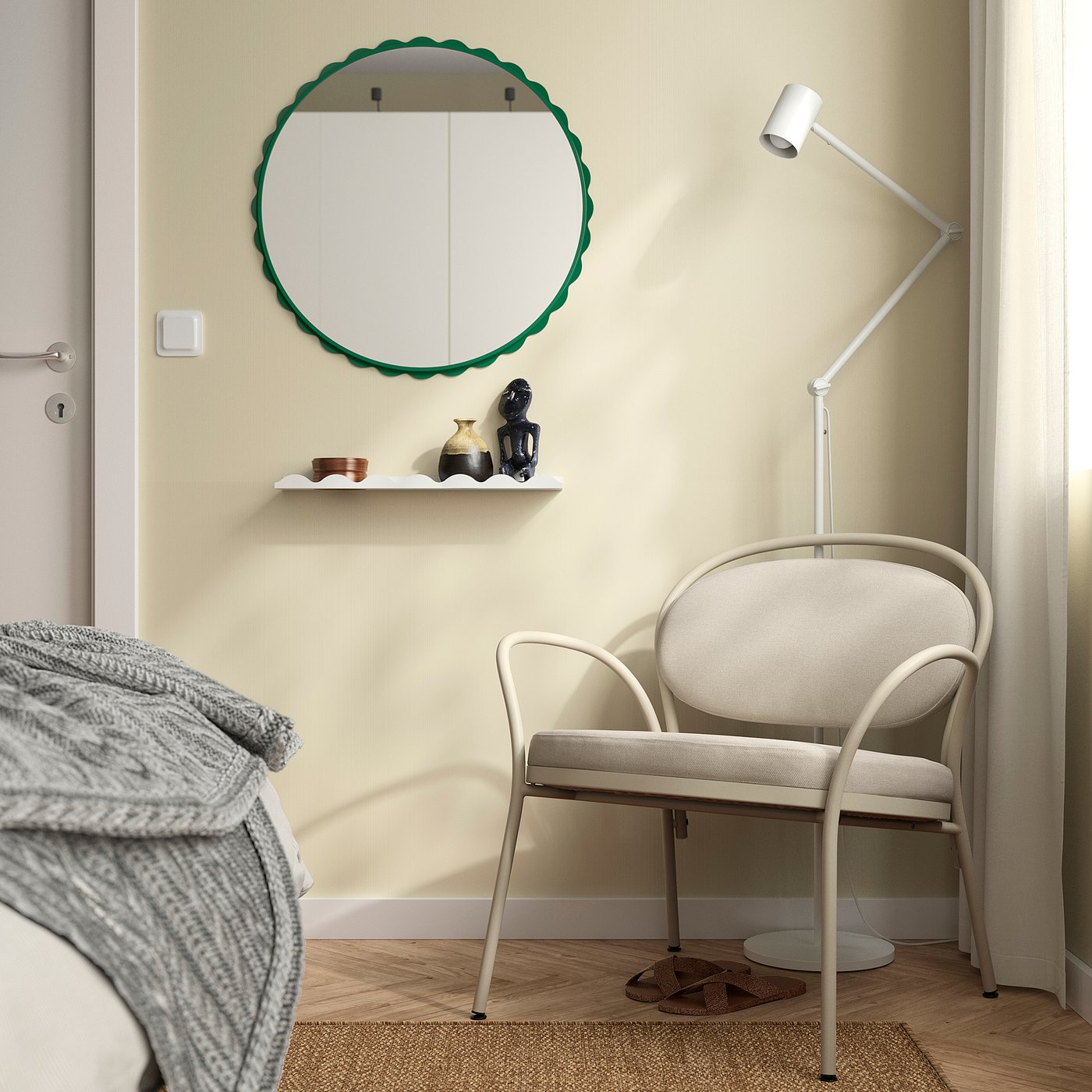 DAGGKAPRIFOL mirror, dark green, 60 cm