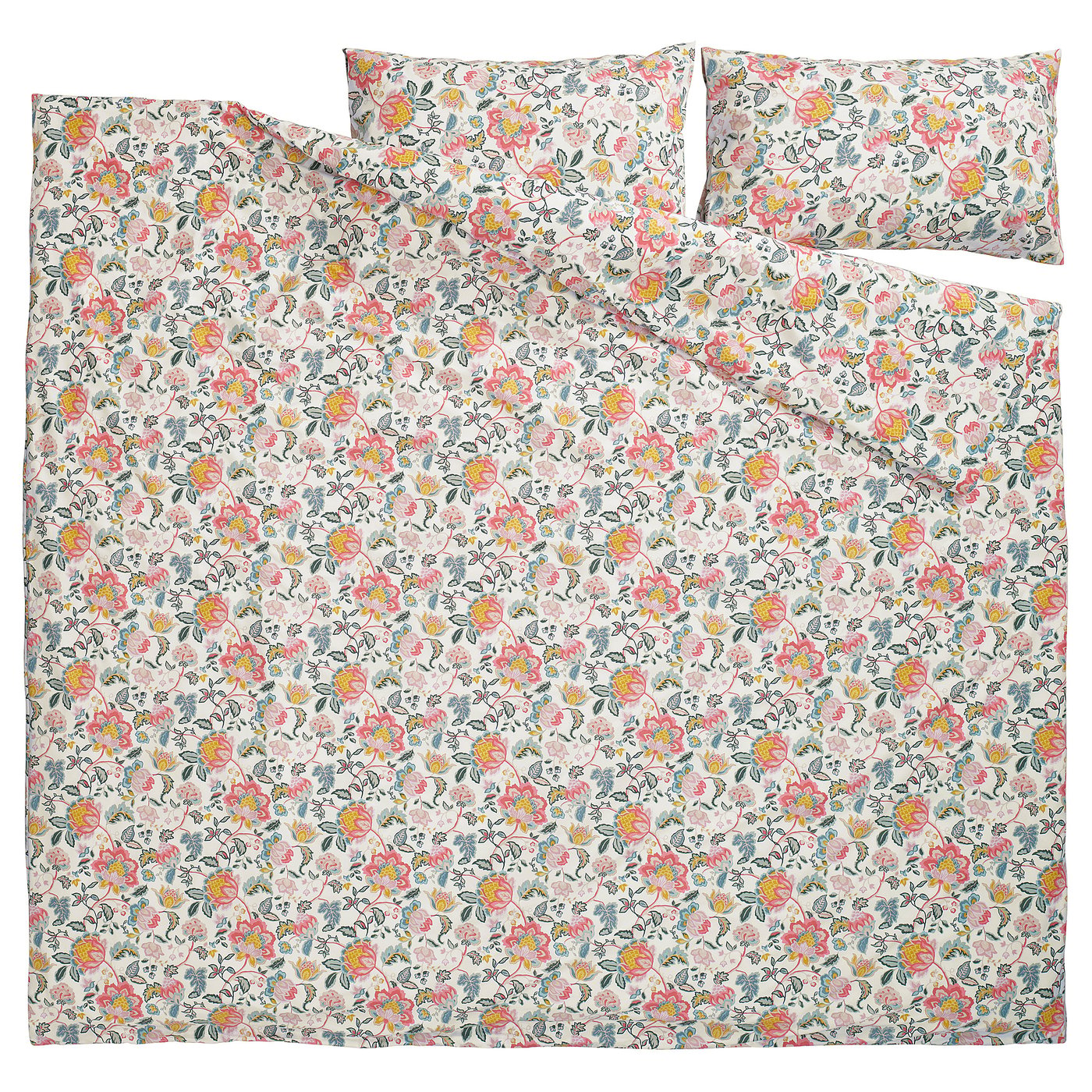 DAGGSALVIA duvet cover and 2 pillowcases, multicolour/floral pattern, 240x220/50x80 cm