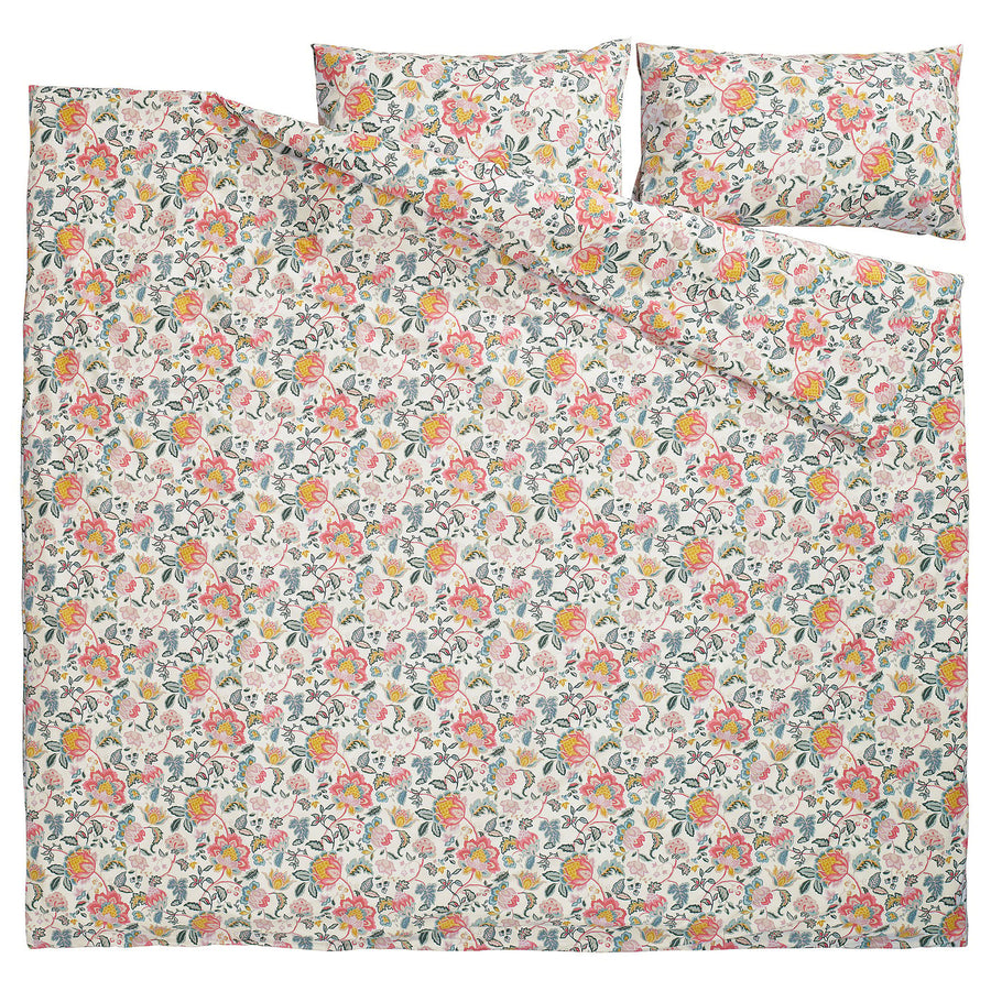 DAGGSALVIA duvet cover and 2 pillowcases, multicolour/floral pattern, 240x220/50x80 cm