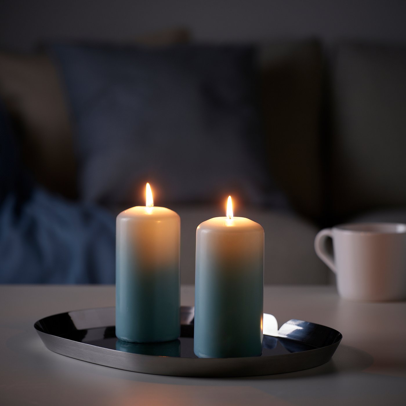 DAGLIGEN unscented pillar candle, pale blue, 14 cm 40 hr