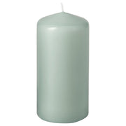 DAGLIGEN unscented pillar candle, light grey-green, 14 cm 40 hr