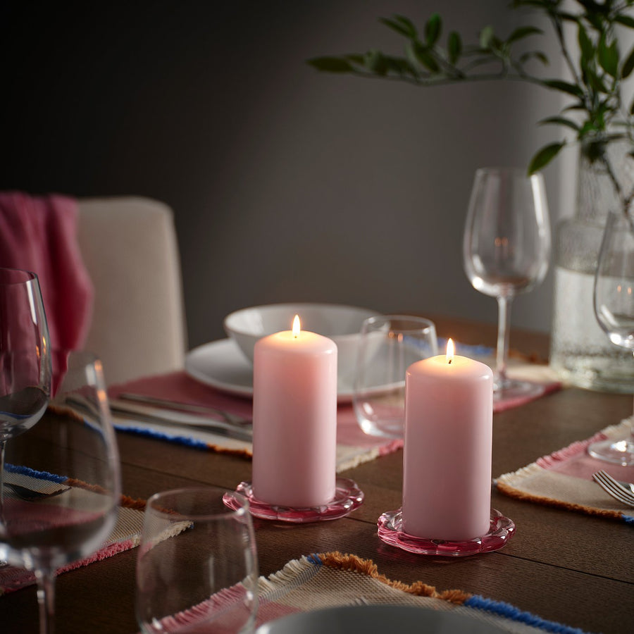 DAGLIGEN unscented pillar candle, light pink, 14 cm 40 hr