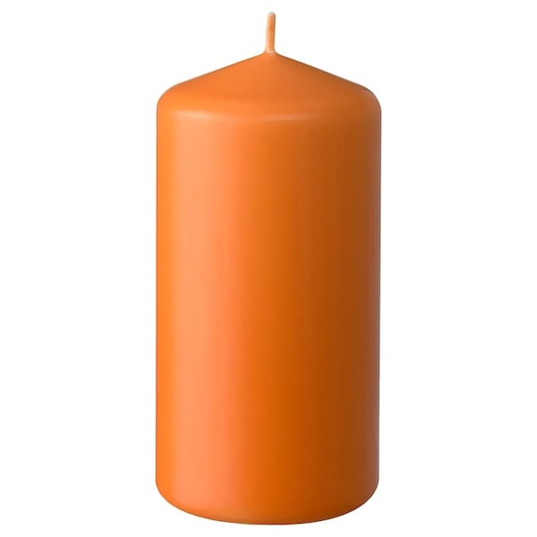 DAGLIGEN - Unscented pillar candle, dark orange, 14 cm