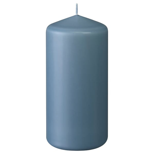 DAGLIGEN Unscented candle, blue dark grey, 14 cm