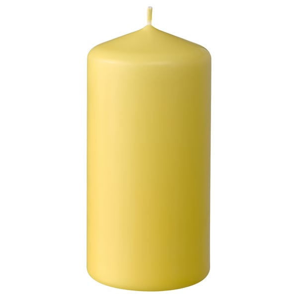 DAGLIGEN - DAGLIGEN Unscented pillar candle, yellow, 14 cm