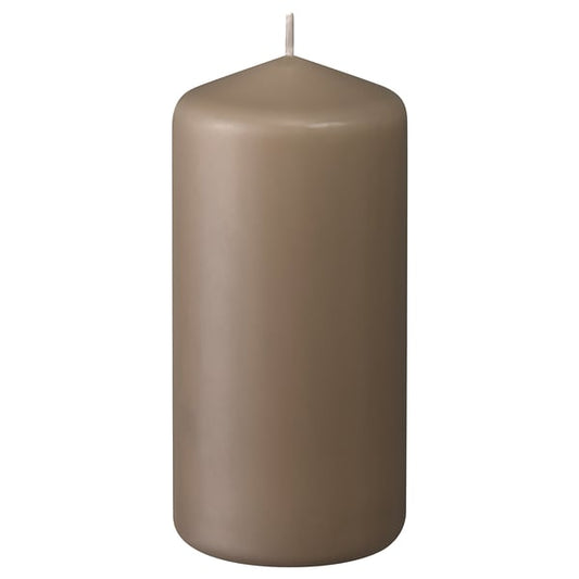 DAGLIGEN Unscented candle, dark grey-beige, 14 cm